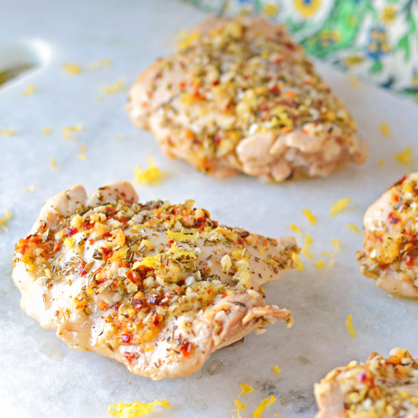 Lemon Herb Crusted Chicken Thighs Simple Seasonal