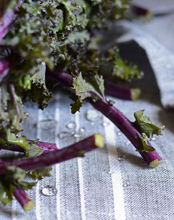 Raw kale on a table