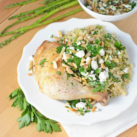 Spring Couscous and Roasted Chicken Legs