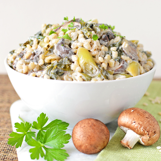 Hungarian Mushroom, Leek and Kale Pilaf