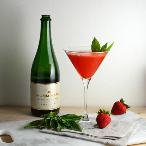 Strawberry Basil Champagne Cocktail