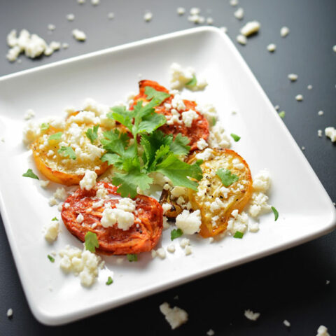 queso fresco and oven roasted plum tomatoes