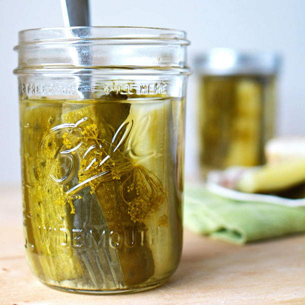 The PERFECT recipe for small batch crunchy canned dill pickles! Complete with tips on how to can, how to make them look beautiful in the jar, and how get that coveted pickle "crunch!" | simpleseasonal.com