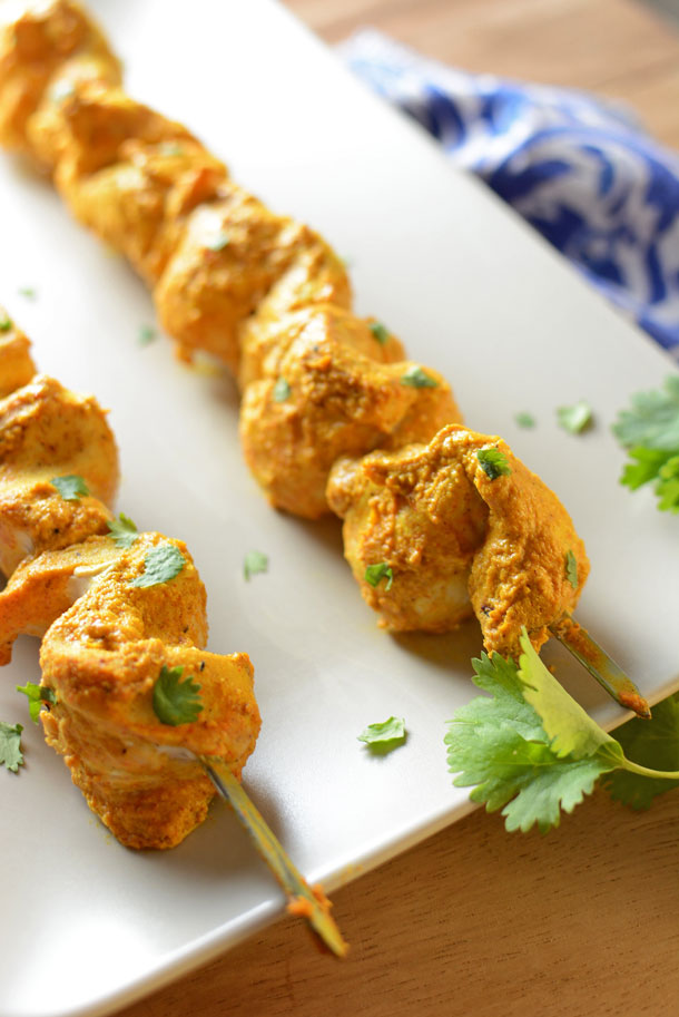 Tandoori Chicken Kabobs - Who says grilling has to have an off-season? Grill to stave off the chill with these light, spicy, and delicious Indo-Pak tandoori-style chicken kebabs. | SimpleSeasonal.com