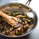 Chicken Livers with Leeks and Kale