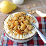 pears with brown sugar, bourbon and millet