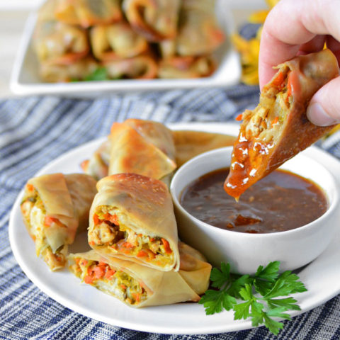 Baked Pork and Cabbage Egg Rolls