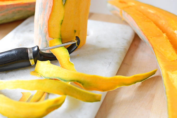 Peeling a North Georgia Candy Roaster Squash