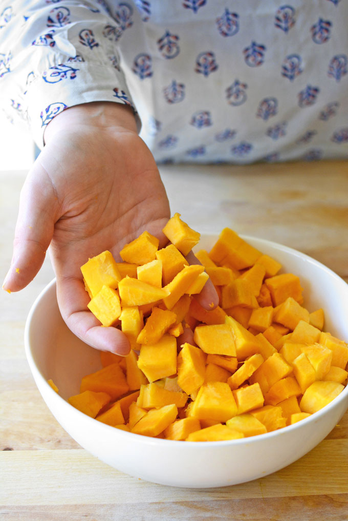 Cubed Blue Hubbard Squash