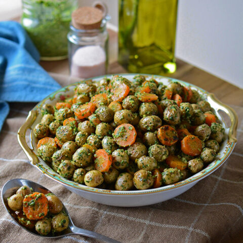 Carrots and New Potatoes with Arugula Pesto