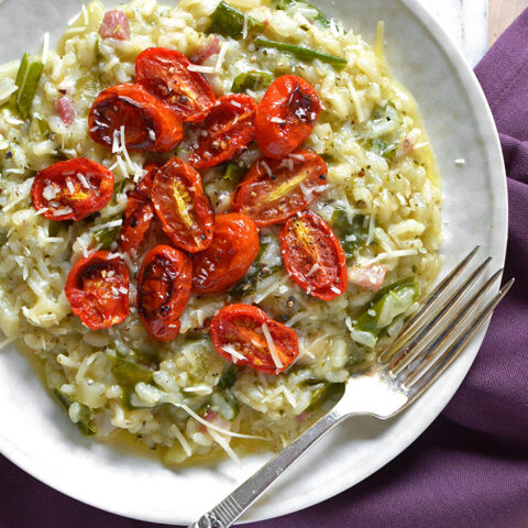 Kohlrabi Risotto with Roasted Tomatoes
