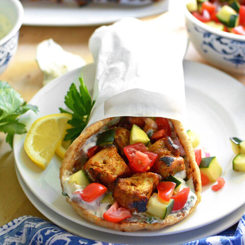 Grilled Chicken Shawarma Pitas