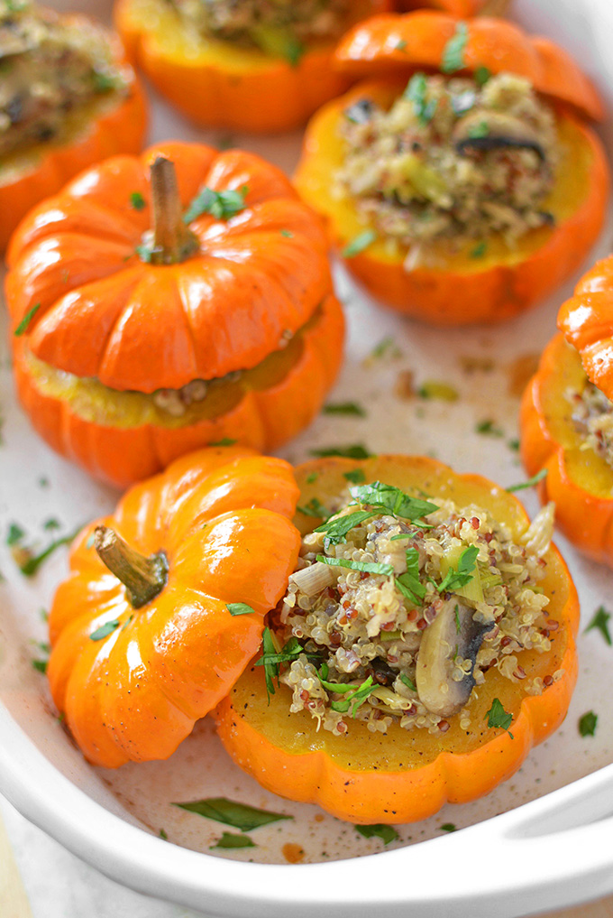 Savory Mushroom and Quinoa Stuffed Mini Pumpkins - Simple Seasonal
