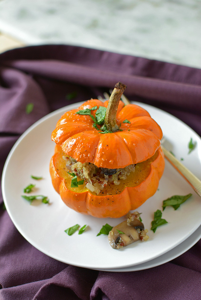 Savory Mushroom and Quinoa Stuffed Mini Pumpkins - Simple Seasonal