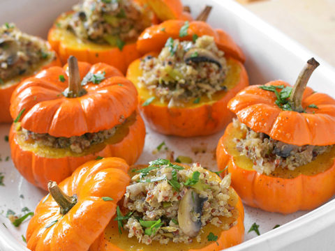 Savory Mushroom And Quinoa Stuffed Mini Pumpkins Simple Seasonal