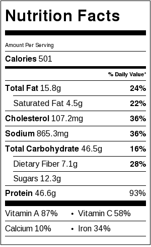 Slow Cooker Beef and Vegetable Stew Nutrition Lable