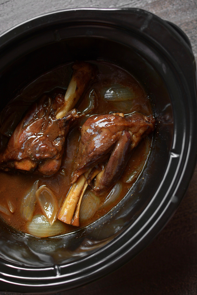 Slow Cooker Honey Balsamic Lamb Shanks