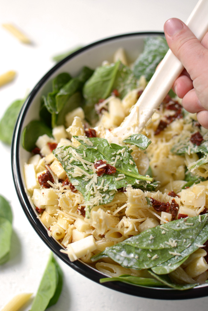 Smoked Mozzarella and Spinach Pasta Salad