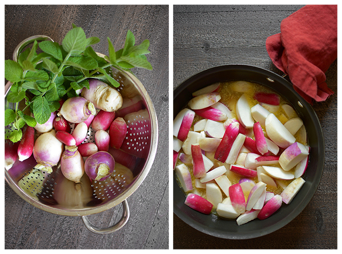 Making Butter Braised Radishes and Turnips