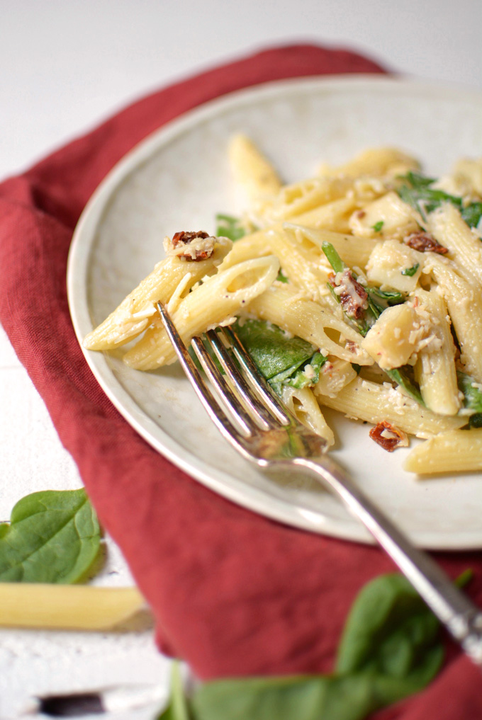 Smoked Mozzarella and Spinach Pasta Salad