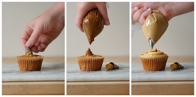 Decorating Apple Cinnamon Dulce de Leche Cupcakes