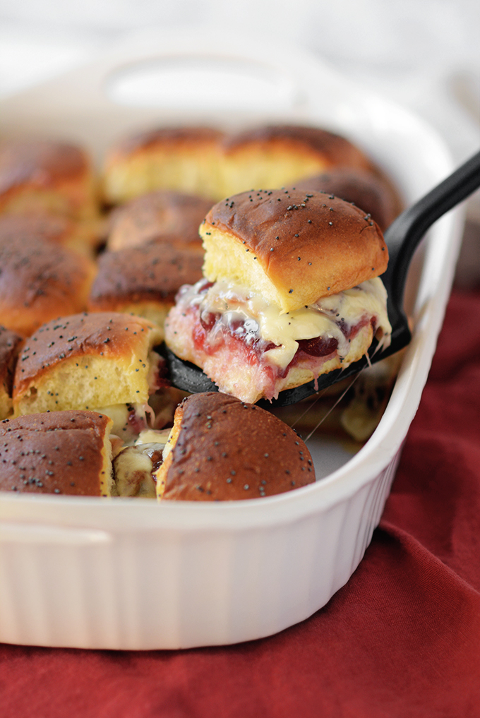 Cheesy Cranberry Bacon and Turkey Sliders 
