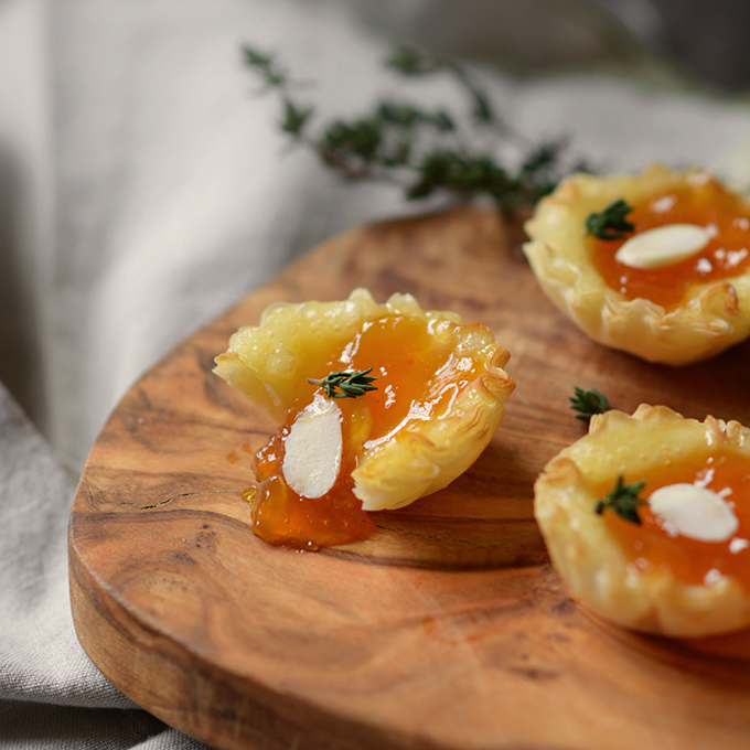 Almond Apricot Brie Cups