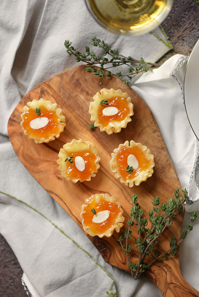 Almond Apricot and Brie Phyllo Cups