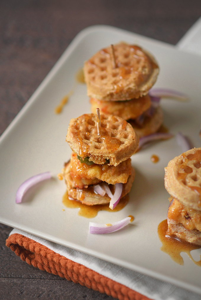 Chicken and Waffle Sliders with Spicy Maple Spread - Simple Seasonal