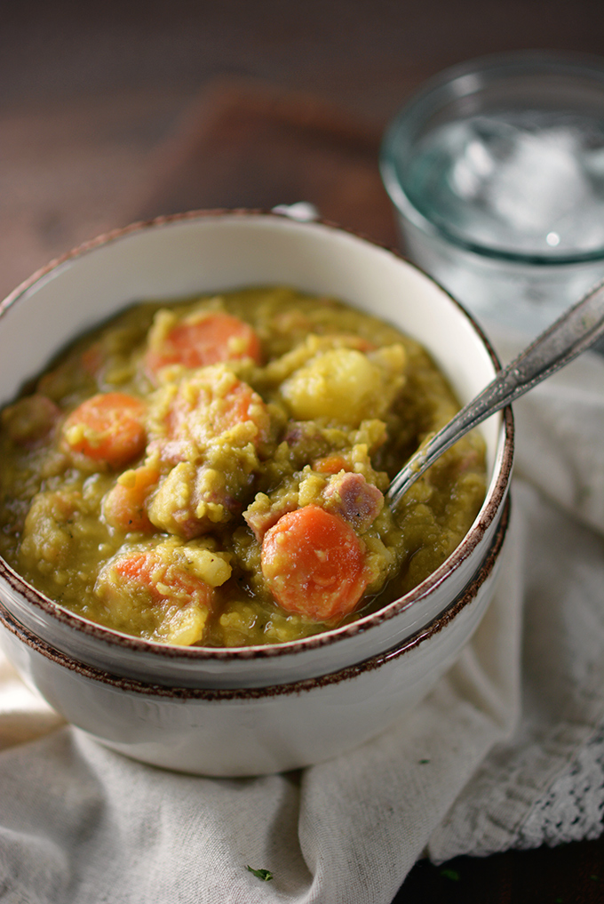 Green Split Pea Soup with Ham Bone - Hearty Crockpot Split Pea Soup