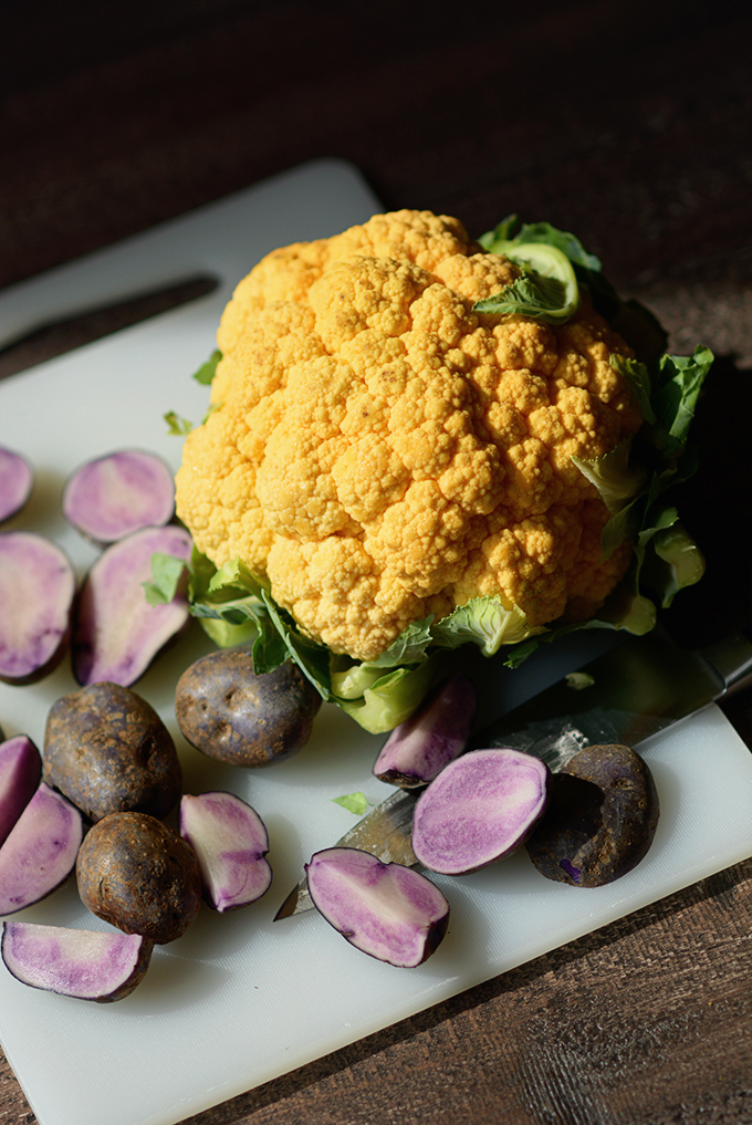 Orange Cauliflower and Purple Potatoes