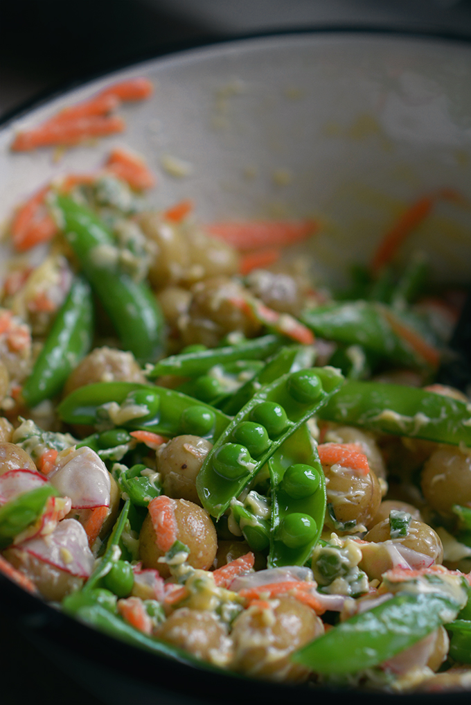 Spring Vegetable Creme Fraiche Potato Salad