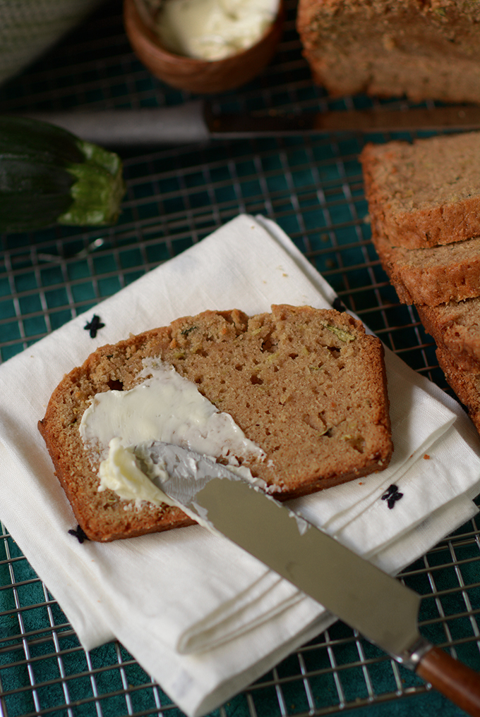 Zucchini Bread with Butter and Brown Sugar