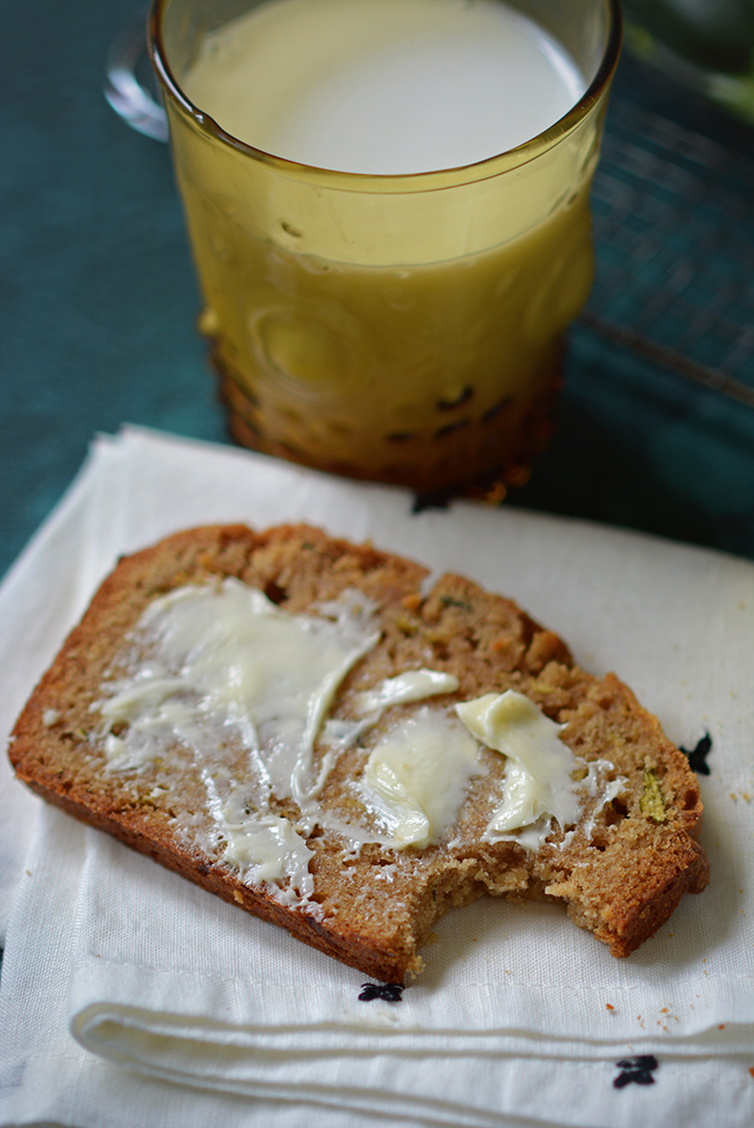 Zucchini Bread with Butter and Brown Sugar