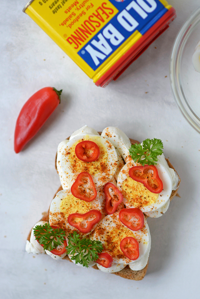 Old Bay Eggs Ricotta Toast