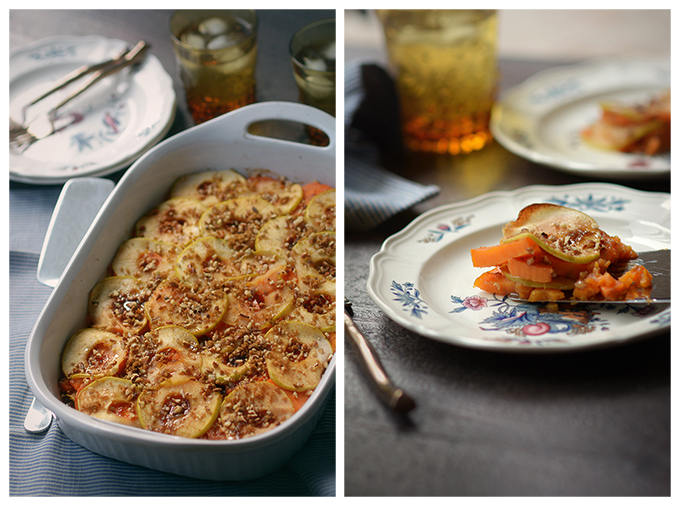 Scalloped and Candied Sweet Potatoes and Apples