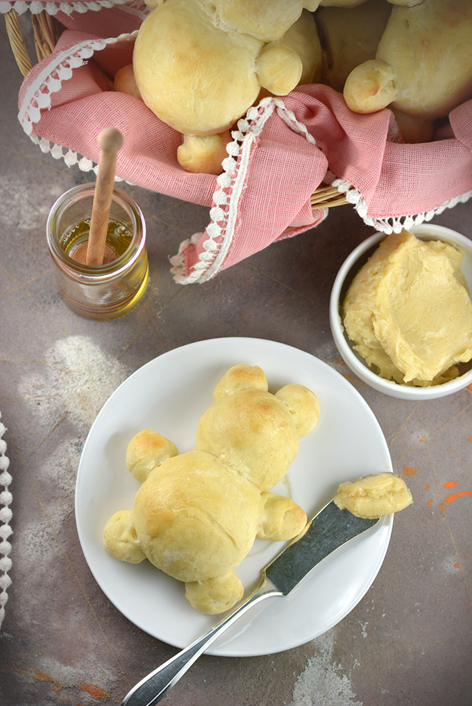 Honey Bear Dinner Rolls with Honey Butter