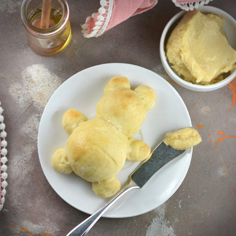 Honey Bear Dinner Rolls with Honey Butter