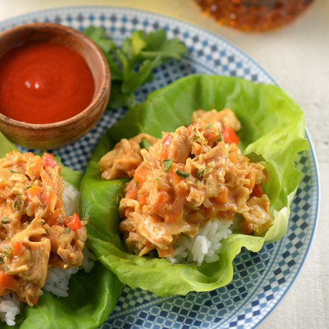 Peanut Chicken Lettuce Wraps