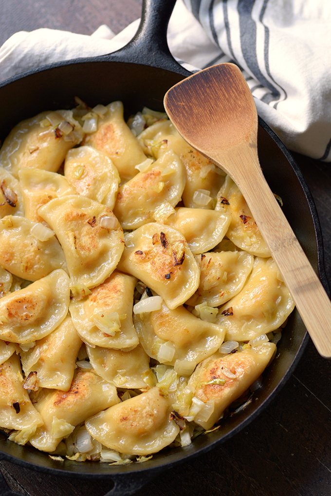 Homemade Pierogi with Caramelized Cabbage and Onions