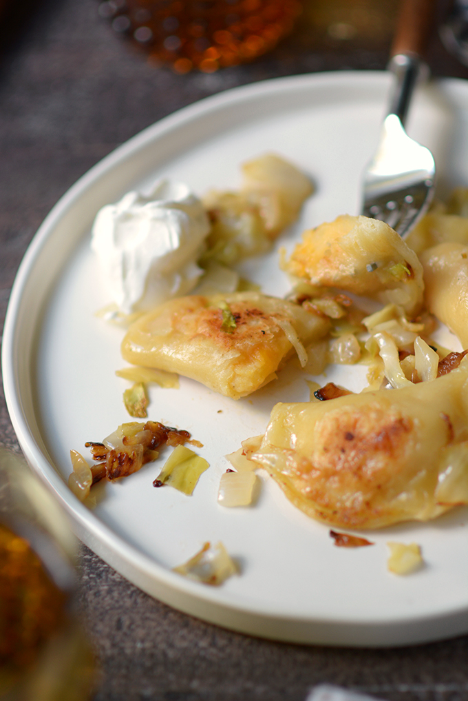 Homemade Pierogi with Caramelized Cabbage and Onions