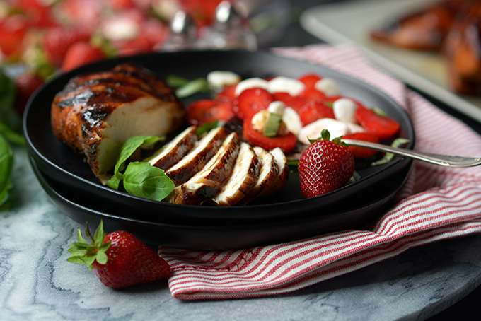Grilled Balsamic Chicken with Strawberry Caprese Salad