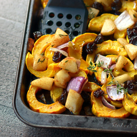 glazed sheet pan delicata squash and pears