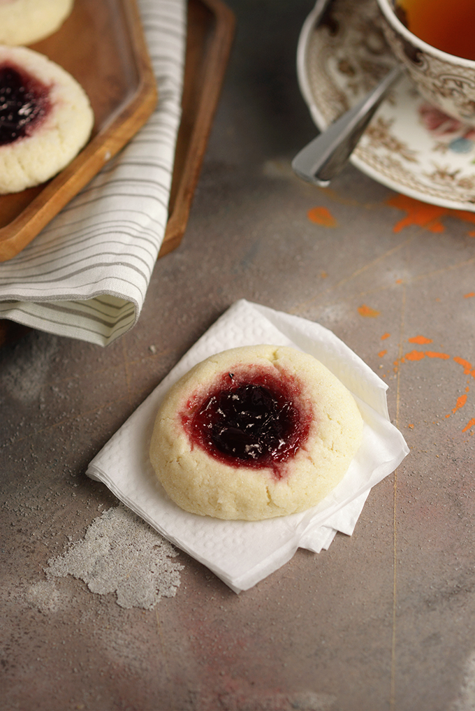 Cherry Almond Thumbprint Sugar Cookies