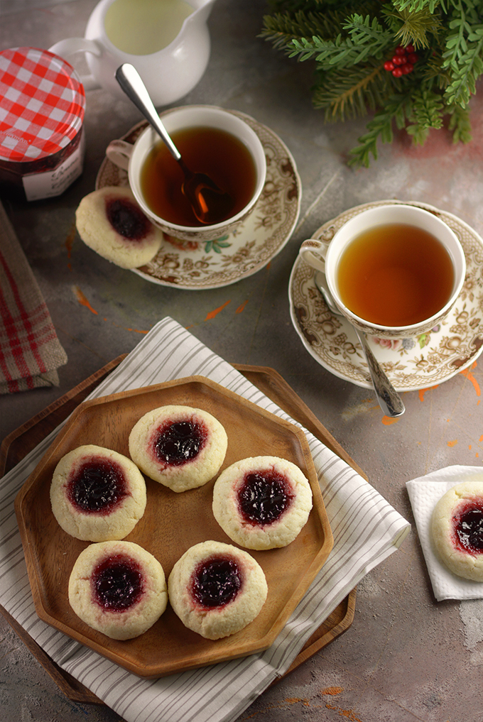 Cherry Almond Thumbprint Sugar Cookies