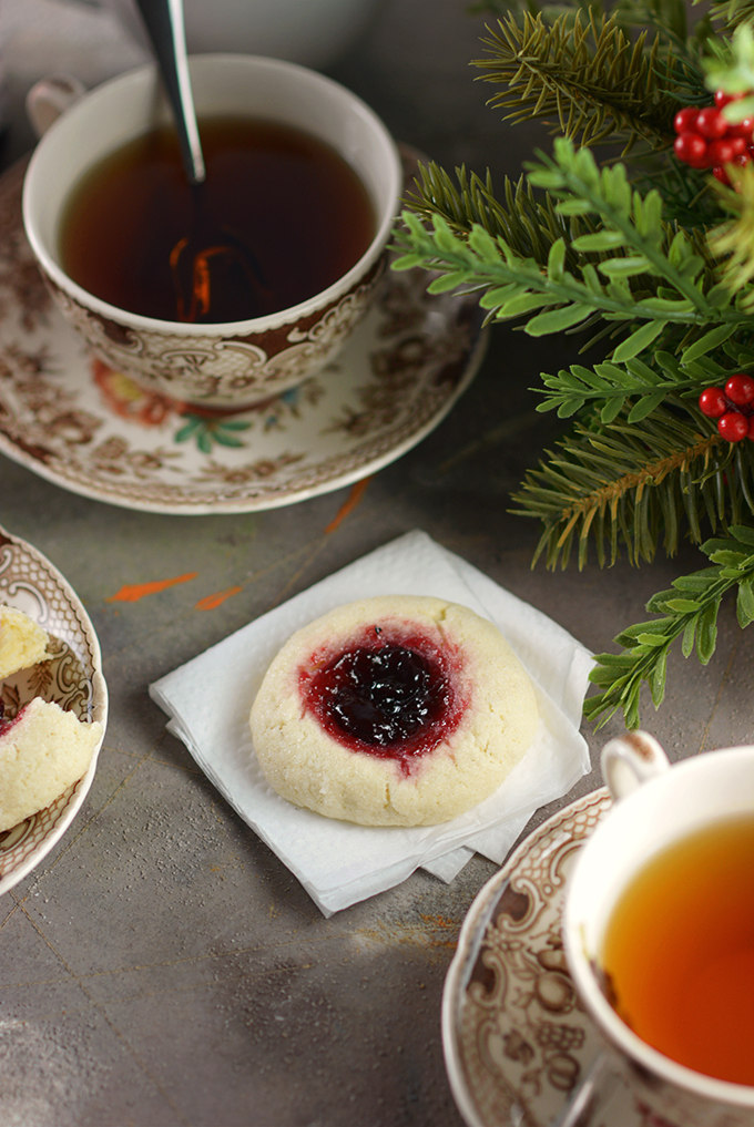 Cherry Almond Thumbprint Sugar Cookies