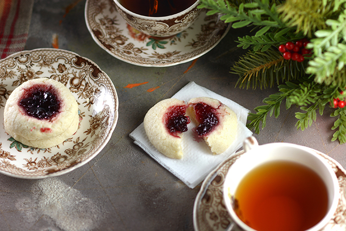 Cherry Almond Thumbprint Cookies