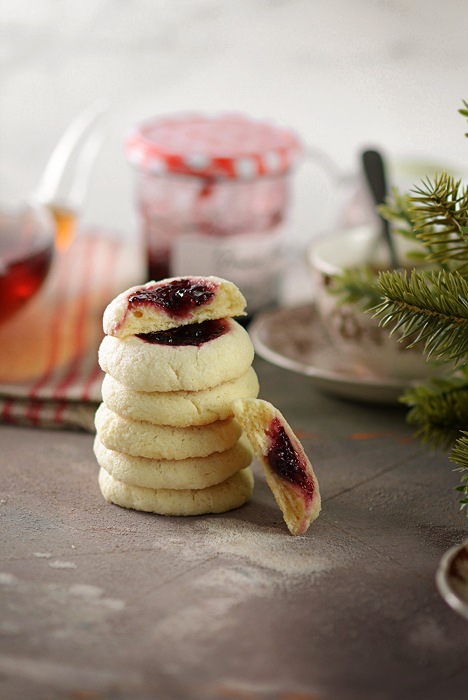 Cherry Almond Thumbprint Sugar Cookies