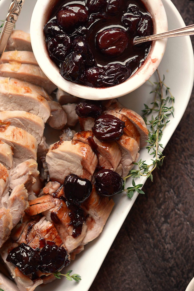 Pork tenderloin with cherry sauce