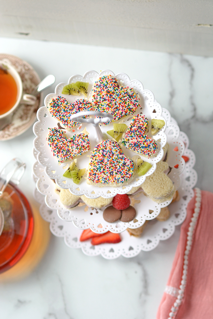 Top of Tiered Tea Plate with 3 Kid's Tea Party Sandwiches